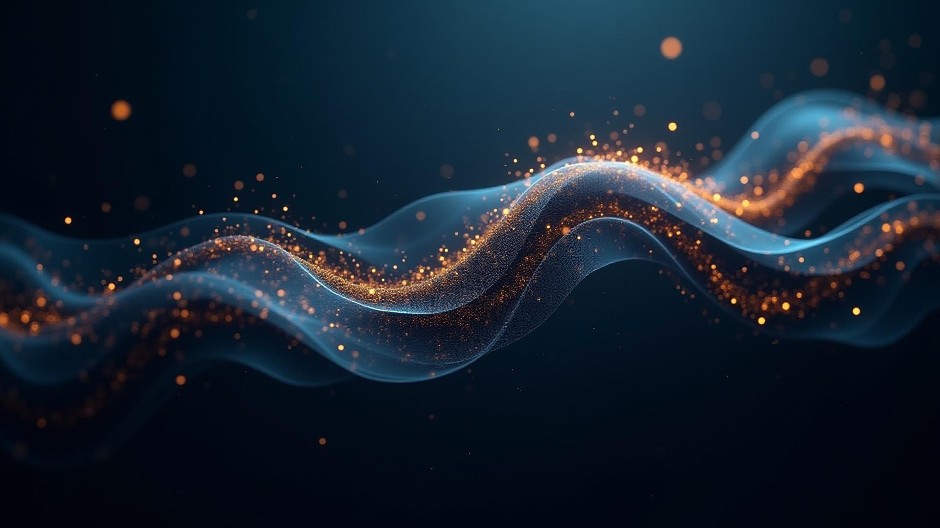 Abstract visualization of data flowing gracefully into strategic marketing structures